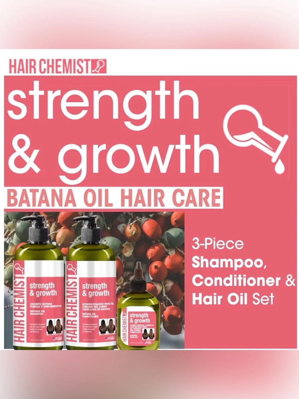 Hair Chemist Batana Strengthening Shampoo& Conditioner plus Oil Set -NEW IN BOX